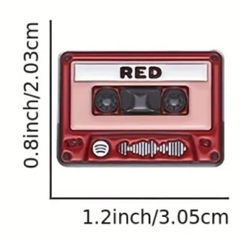 NEW! RED Album Cassette Player Taylor Swift Swiftie Rectangle Pin Brooch - Picture 2 of 4